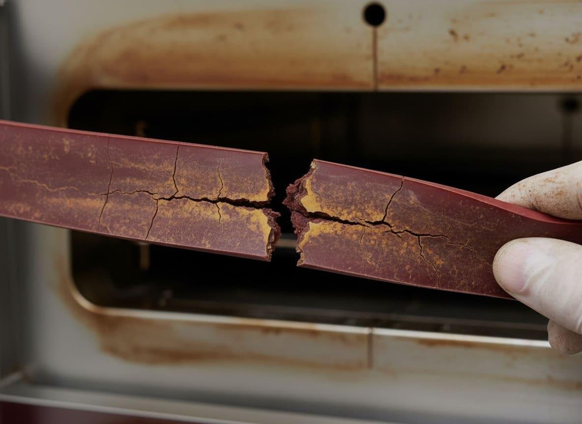 cracked silicone seal close up