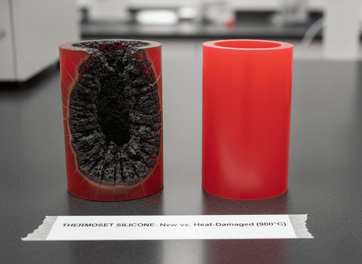Thermoset silicone new vs heat damaged